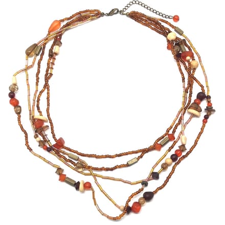 Behave - Ketting bruin - Layer ketting met kralen - 42 cm