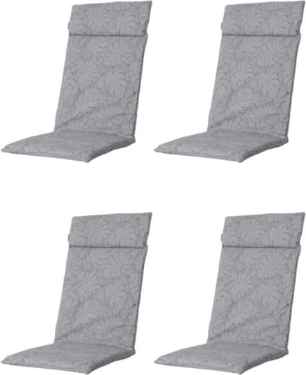 Madison - Tuinkussen - Lage Rug - 4 st - Outdoor Palm Grey - 105x50cm