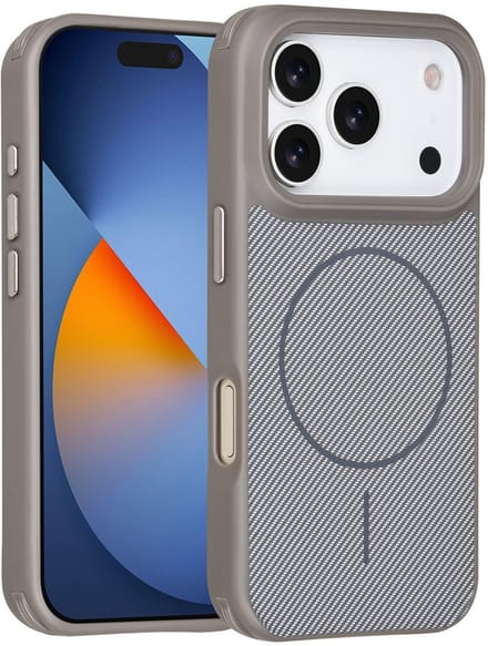 TUNIQ Back cover voor iPhone 17 Pro - MagSafe - Carbon Fiber - Antishock - Grey
