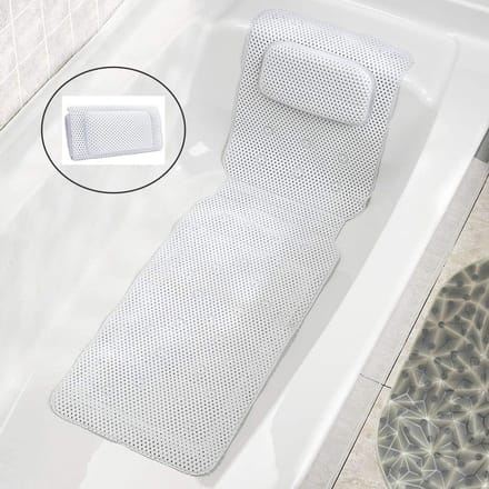 Full Body Badmat | Antislip | 125 x 36 cm | Badkamer accessoires | Gewatteerd | Hoofdkussen