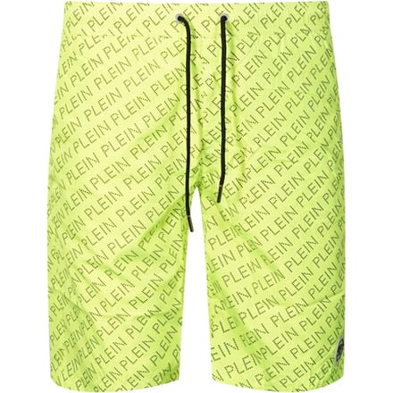 Philipp Plein Repetitive Long Logo Fluorescent Yellow Swim Shorts