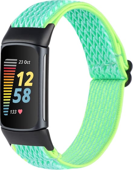 Nylon bandje - geschikt voor Fitbit Charge 5 / Charge 6 - fluoriserend