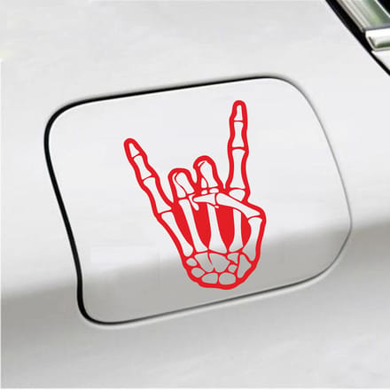 Bumpersticker - Rock N Roll Skelet - 10 X 14,4 - Rood