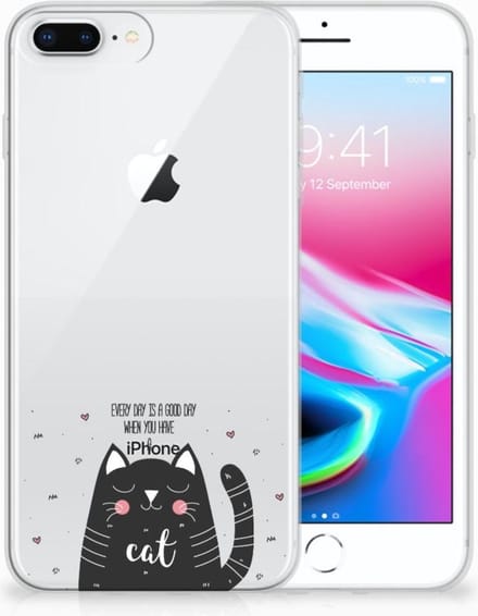 Apple iPhone 7 Plus | 8 Plus Telefoonhoesje met Naam Cat Good Day