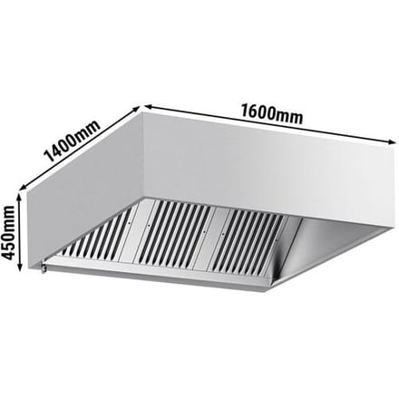 GGM Gastro Kastenhaube - 1600mm - mit Filter & Lampe Zilver