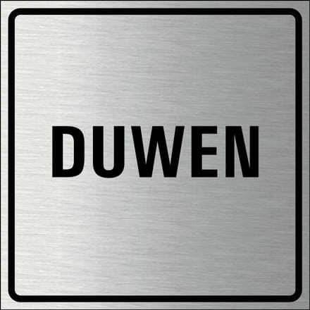 Duwen bordje, geborsteld aluminium 150 x 150 mm