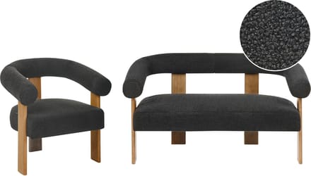 ILBRO - Bankenset - Zwart/Donkerbruin - Bouclé