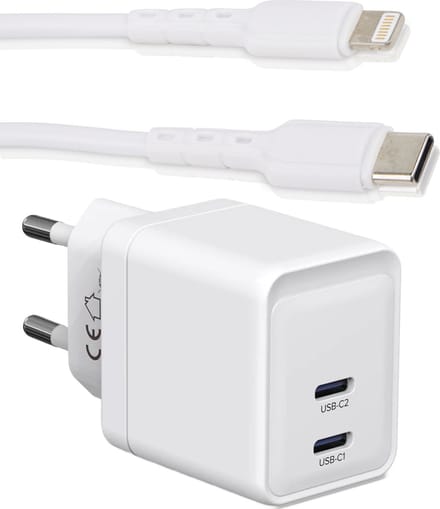 Snellader geschikt voor iPhone 11 12 13 14 Pro Max - Usb C naar Lightning Kabel 2 Meter - Usb C Adapter 35w GaN - Fast Charger - Quick Charge