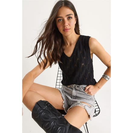Gestructureerde V-hals Kant Blouse