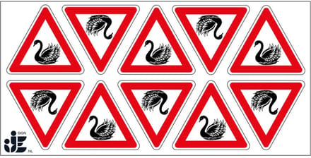 Pas op overstekende zwanen sticker | 5 cm - 10 stuks per vel