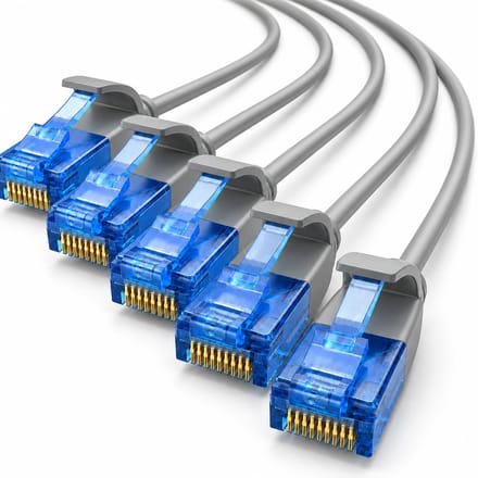 1aTTack.de 660424 Cat6 Cat.6 Kabel Cat Netwerkkabel 10m - Slanke patchkabel (kleine diameter - zeer flexibel) 1000 Mbit/s - 5 stuks - Grijs