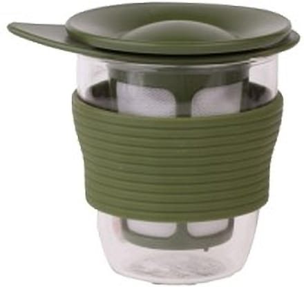 Hario theeglas met theezeef olijfgroen 200ml
