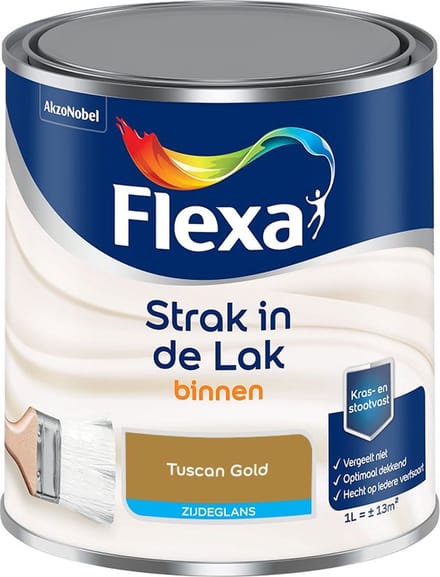 Flexa - Strak In De Lak Binnenlak Zijdeglans - Tuscan Gold - Mengverf - 1 L
