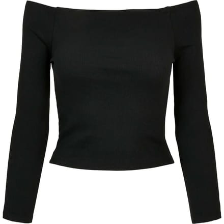 Urban Classics - Off shoulder Rib Longsleeve top - L - Zwart
