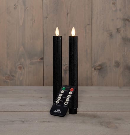 Anna's collection - Dinerkaars ribbel wax led bewegende vlam op bat...