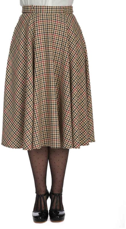 Banned - Hilda Check Swing Rok - XS - Beige