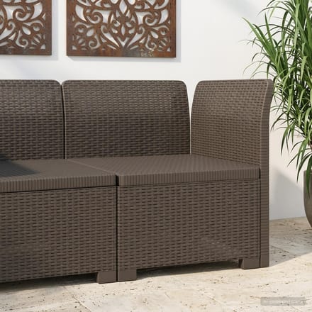 vidaXL - Eén-zits - Tuin - Sofa - Rieten - Look - PP - Lichtgrijs