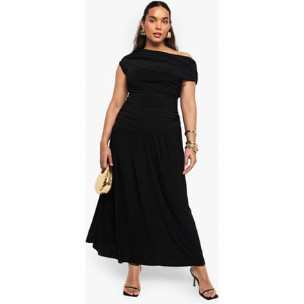 boohoo Dames Plus Dubbele Laag Geruched Maxi Jurk | Black | Maat: 24
