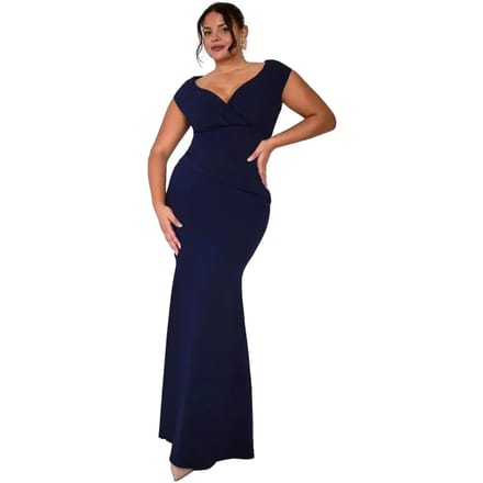 Damesjurk met plooi Goddiva Bardot Maxi