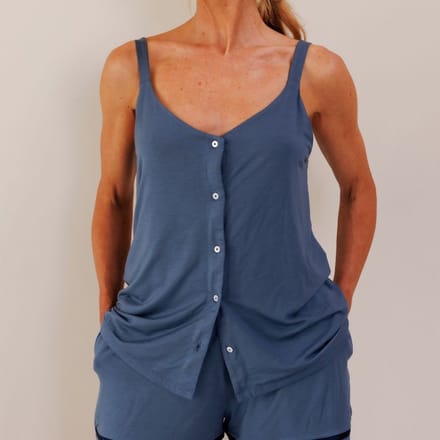 Coco & Cici - TENCEL Pyjama Top Dames Donker Blauw - M