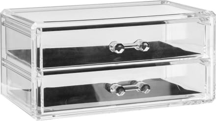 5Five Sieraden/make-up organizer met 2 lades - 19 x 11 x 9 cm - transparant kunststof