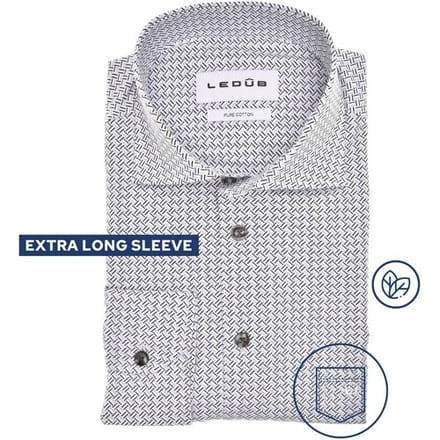 Ledûb Overhemd Dynamic Multicolor Graphic Mouwlengte 7 Wit-Groen / male