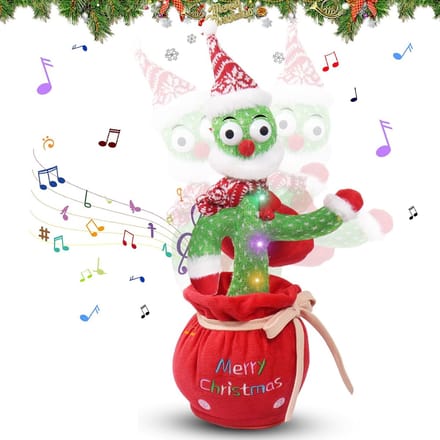 Dansende Cactus - Pluche Speelgoed - Feestelijke Decoratie - Zingt danst en licht - 30 cm Hoog