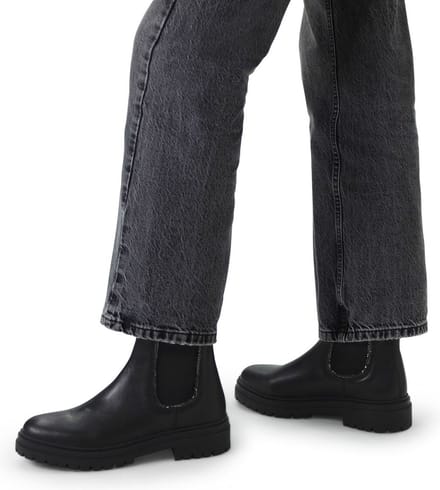 Manfield - Dames - Zwarte leren chelsea boots - Maat 37