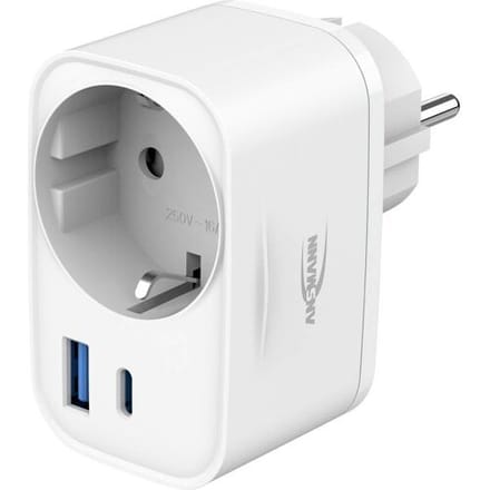 Ansmann HS220 USB-oplader 20 W 1x USB-A, 1x USB-C USB PD Wit Binnen Snellader