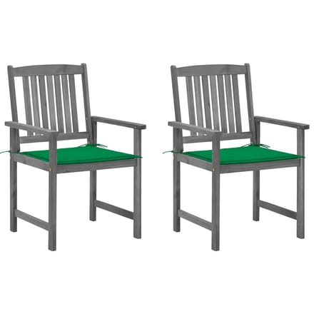 vidaXL - Tuinstoelen - 2 - st - met - kussens - massief - acaciahout - grijs