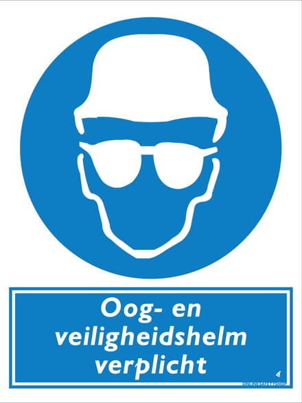 Oog- en veiligheidshelm verplicht bord - Forex - 30 x 40 cm