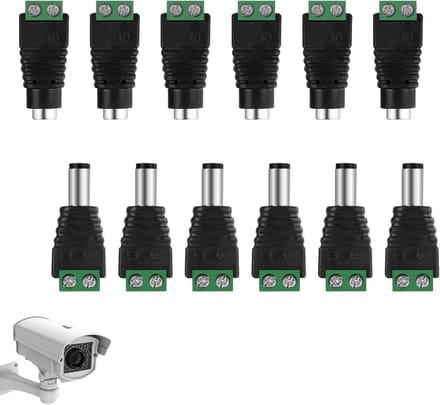 12 Stuks 5.5mm 2.1mm DC Plug, DC Female Connector voor CCTV Camera en LED Strip Licht, Adapter Plug en Jack Connector Set (6 x Socket, 6 x Plug)