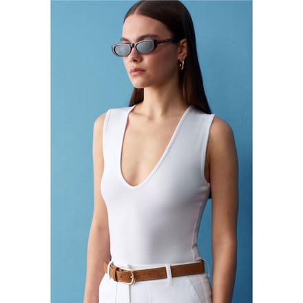 Mouwloze Slank-Fit U-Hals Bodysuit