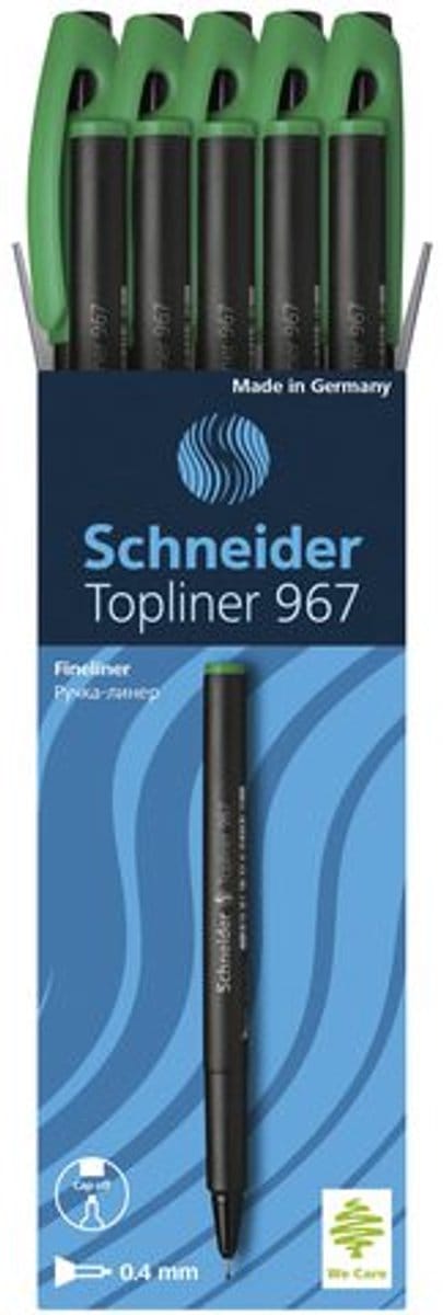 Schneider fineliner - Topliner 967 - 0,4 mm - groen - doos a 10 stuks - S-9674
