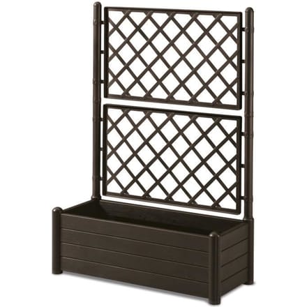 STEFANPLAST Bac a fleurs rectangulaire avec treillis - Finition en bois - 100 x 43 x H 142 cm - 80 L - Moka