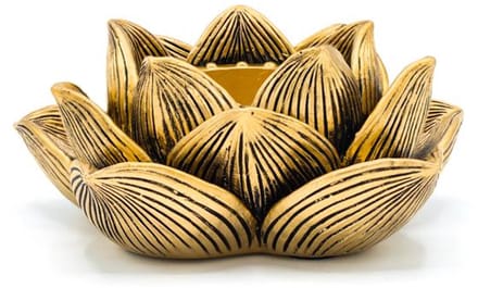 Theelichthouder Lotus goudkleurig – 11.5 cm x 11 cm x 4.8 cm