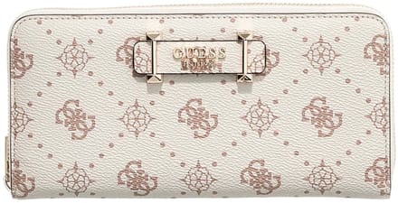 GUESS portemonnee Carrie Logo Large Zip Around Wallet Vanilla Logo crème