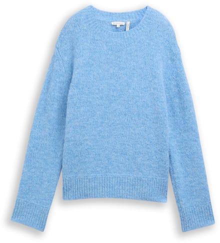 Tom Tailor - Gebreide trui met wol - Maat M - light fjord blue melange
