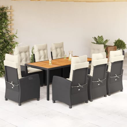 vidaXL - 9-delige - Tuinset - poly - rattan - zwart
