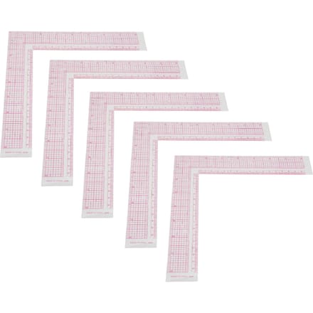 5 pièces Règle de couture Professionnelle Haute Précision Échelle Claire Plastique Règle de mesure de couture en forme de L gray
