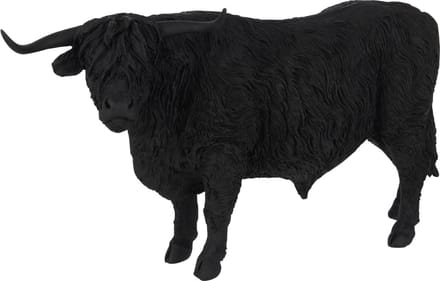 J-Line figuur Vee - polyresin - zwarte stier - schotse hooglander