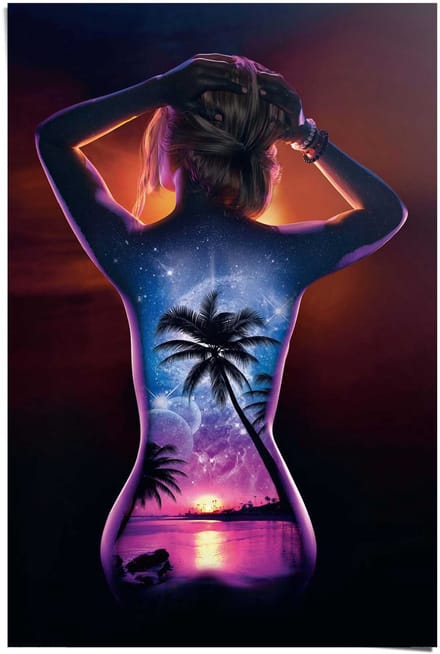 Poster Vrouw - Bodypaint rug - 91,5 x 61 - Papier - REINDERS