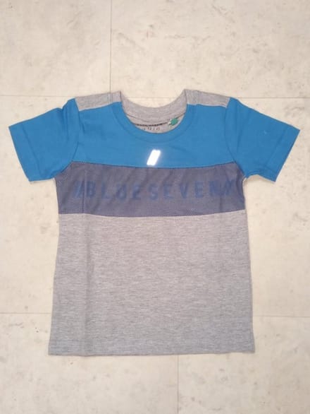 Blue Seven-Kids small Boys knitted T-shirt-Cyan Blue
