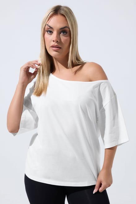 Limited Collection Wit Katoenen Tshirt Met Blote Schouders Size 38