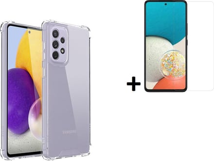 Hoesje Geschikt voor Samsung Galaxy A73 5G - Screenprotector A73 5G - Samsung A73 5G Hoes Transparant Shock Proof Case + Screenprotector