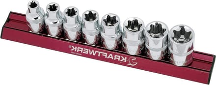 Dopsleutelset - Torx E-bits - Vastzetten Moeren - 8-delig - 1/2 inch - Zilverkleurig