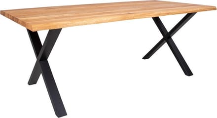 Tony eetkamertafel 95x200 cm met golvende rand, eiken, zwarte poten.