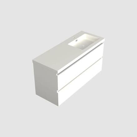 Dutchline Badmeubel Onderkast Rechts - Glans Wit - 120x46cm - 2 Lades - 1 Uitsparing