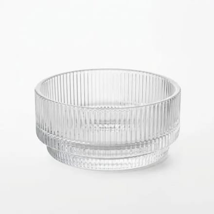 Glazen kom Line – ribbelreliëf – transparant – Ø 13 cm – stapelbaar