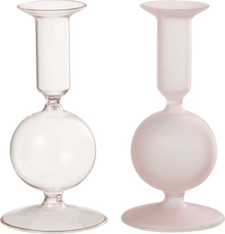 J-Line kaarshouder Bal - glas - transparant/lichtroze - 2 stuks